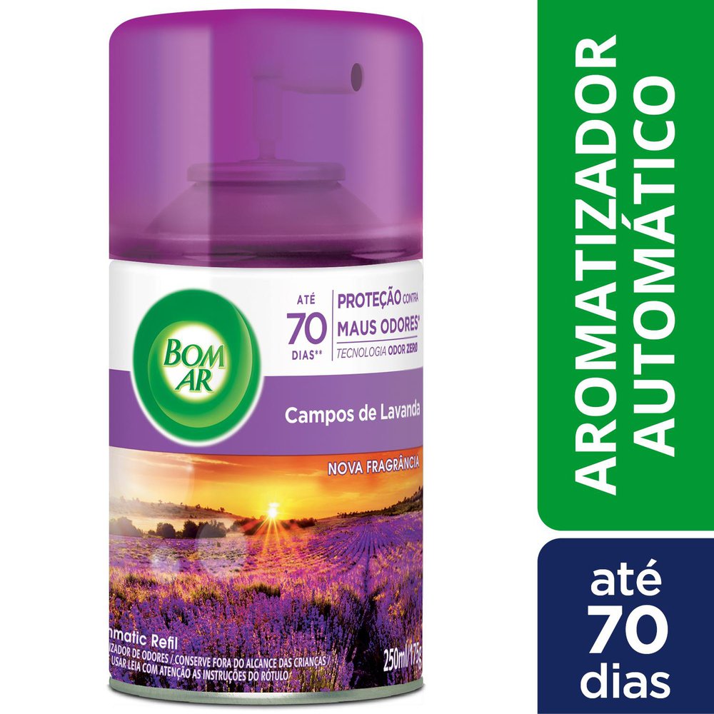 Aromatizador Bom Ar Spray Automático Freshmatic Campos de Lavanda Refil 250ml