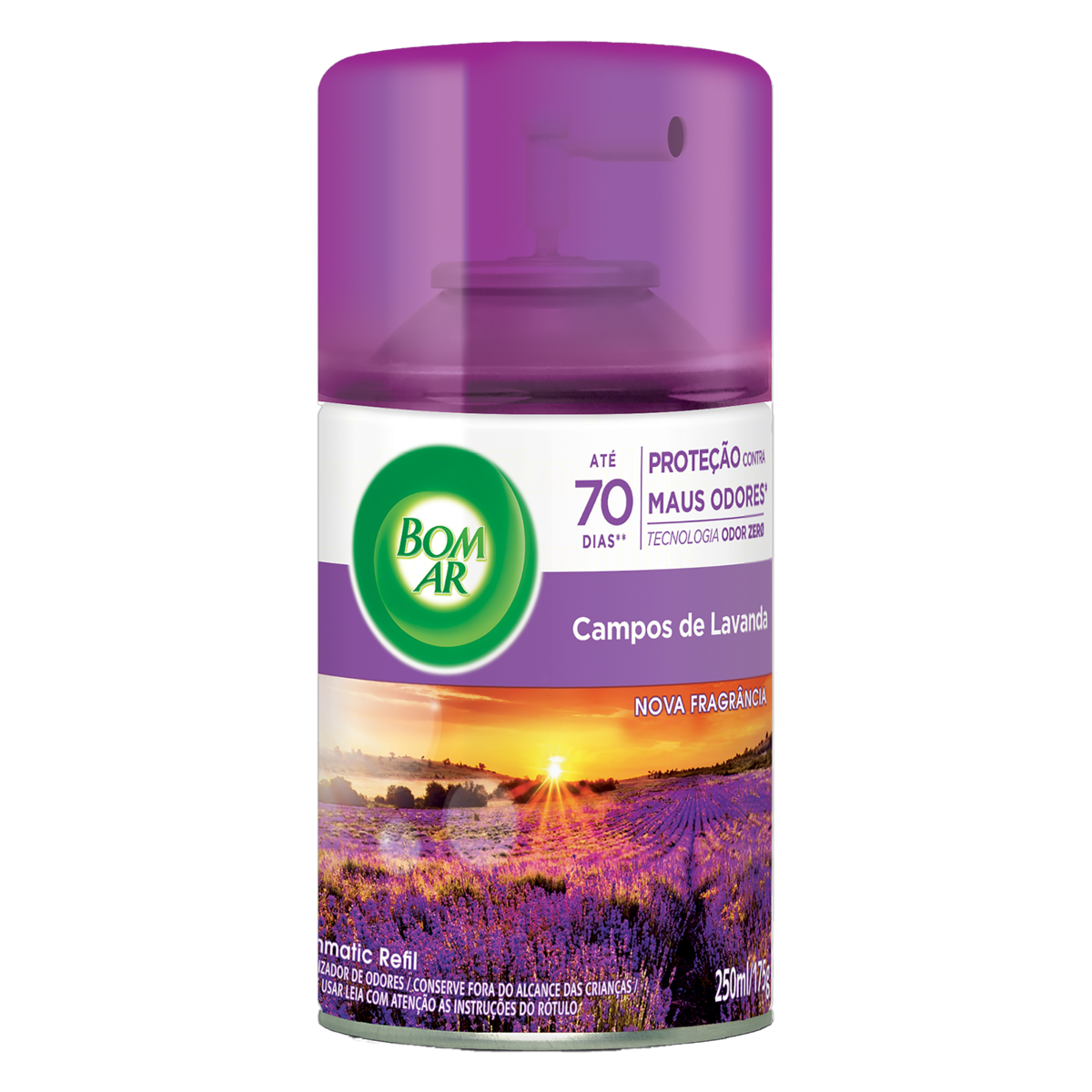 Aromatizador Bom Ar Spray Automático Freshmatic Campos de Lavanda Refil 250ml