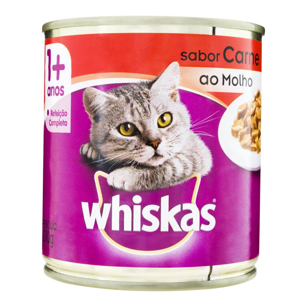 Ração úmida Whiskas Para Gatos Carne Ao Molho Adulto Lata 290g