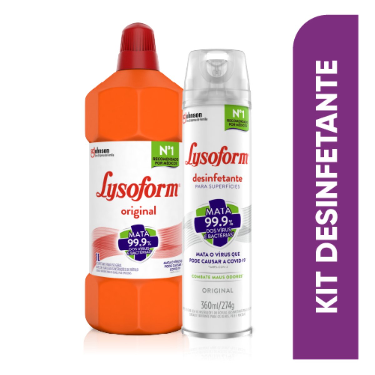 Kit Desinfetante Lysoform 1L +  Desinfetante Lysoform Original 360ml