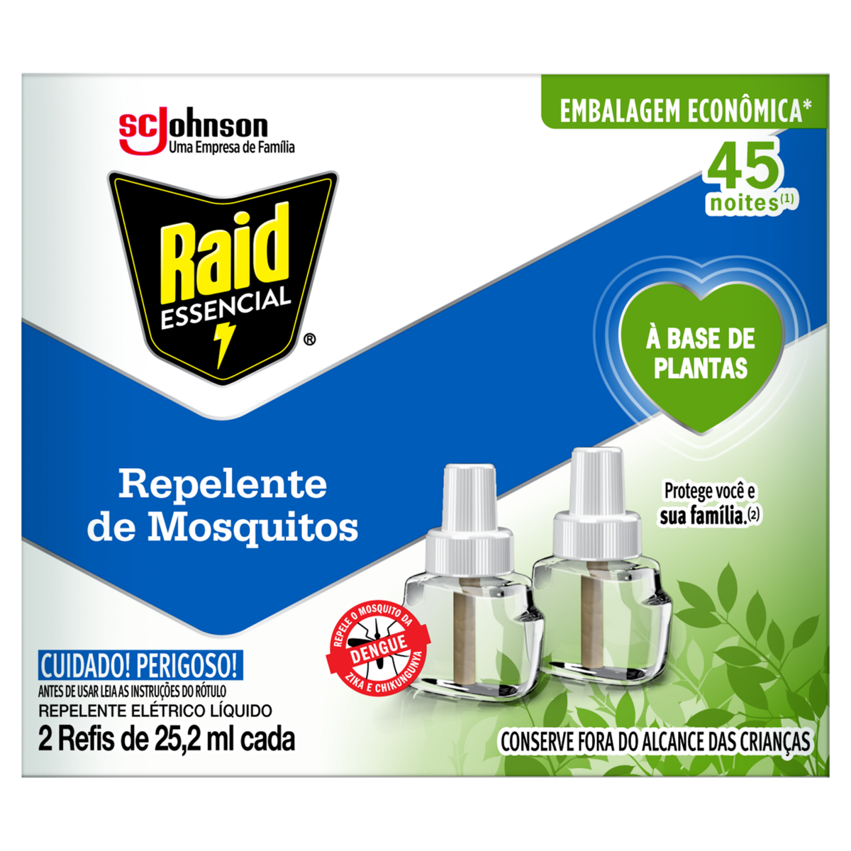 Repelente Elétrico Líquido RAID Botanicals Refil 2UN de 32,9ml