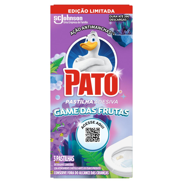 Desodorizador Sanitário Pastilha Adesiva PATO Game das Frutas com 3 Unidades Edição Limitada