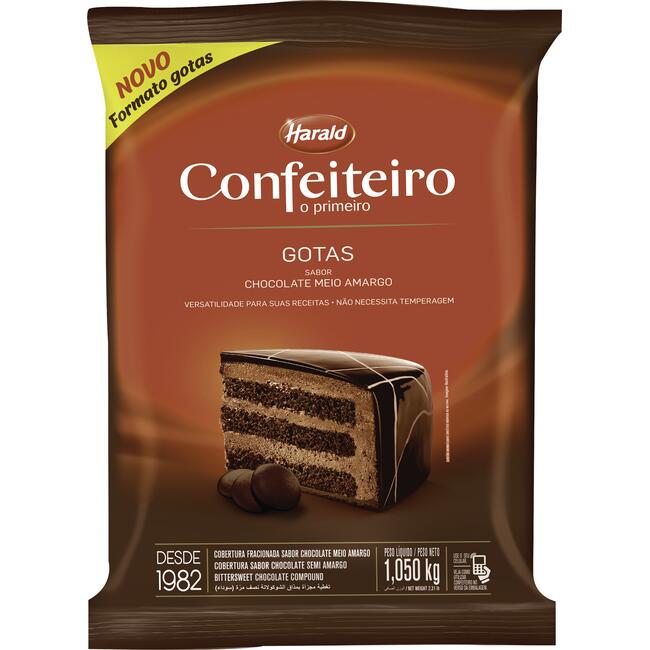 Cobertura de Chocolate em Gotas Confe M amargo 1,050kg