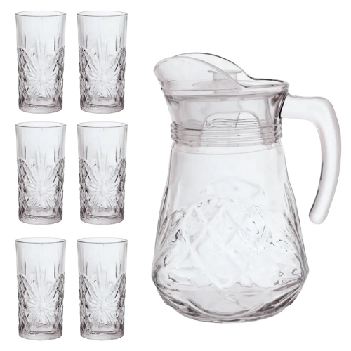 Conjunto Jarra+6copos Vidro Rozana Hauskraft