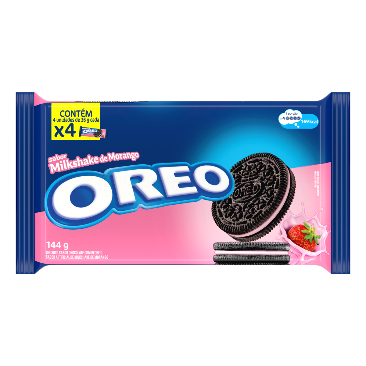 Biscoito Recheado Oreo Milkshake de Morango Wandinha - Multipack 144g