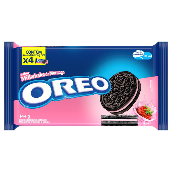 Biscoito Recheado Oreo Milkshake de Morango Wandinha - Multipack 144g