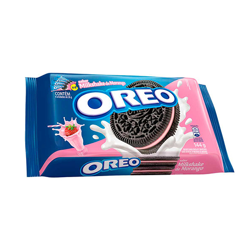 Biscoito Recheado Oreo Milkshake de Morango Wandinha - Multipack 144g