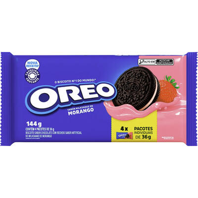 Biscoito Recheado Oreo Milkshake de Morango Wandinha - Multipack 144g