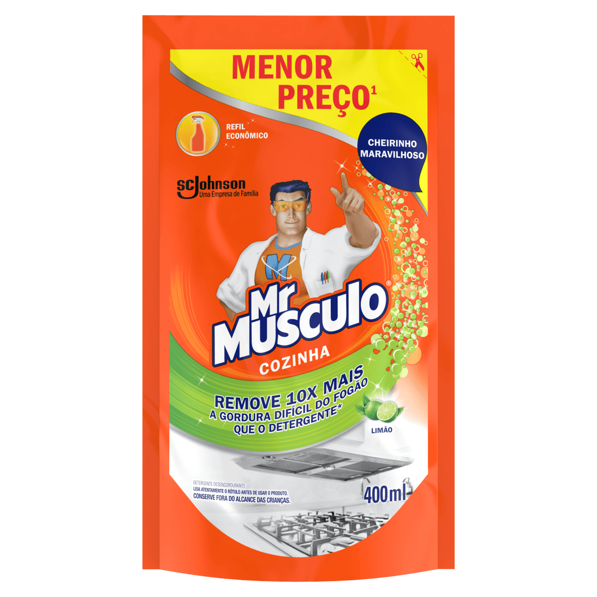 Limpador Desengordurante Cozinha Limão Mr Músculo Refil 400ml