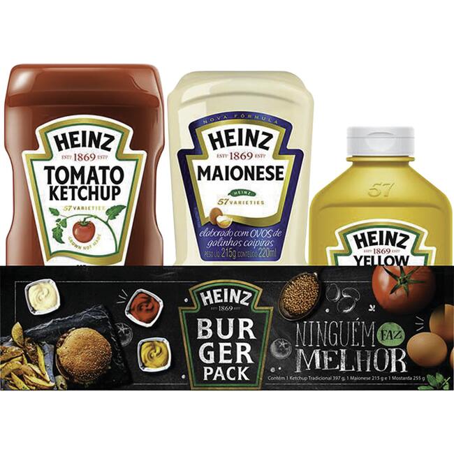 Kit Heinz Ketchup Maionese Mostarda 857g