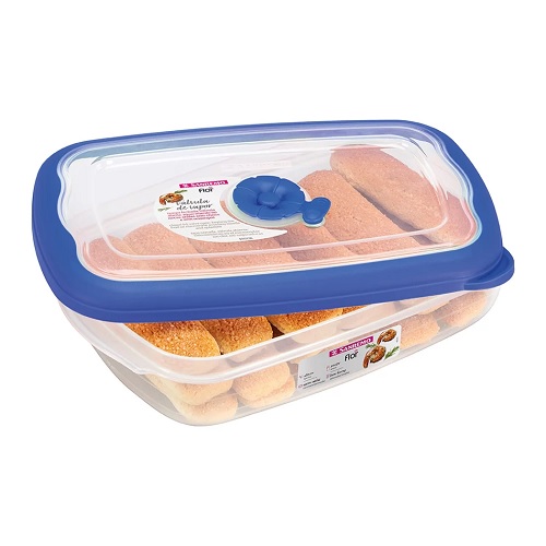 Pote Plástico Retangular Sanremo Transparente/azul 1,26l