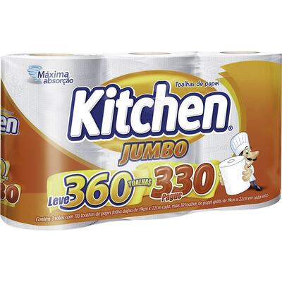 Toalha de Papel kitchen 360 folhas 3 rolos