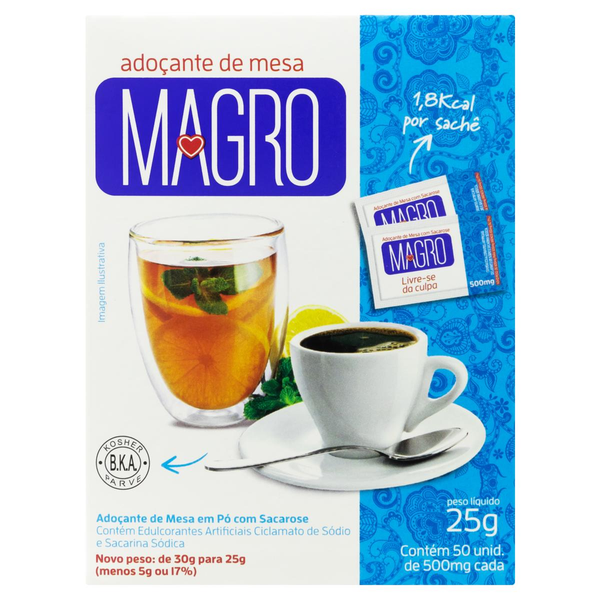 Adoçante em Pó Magro Sacarose - Com 50 Envelopes