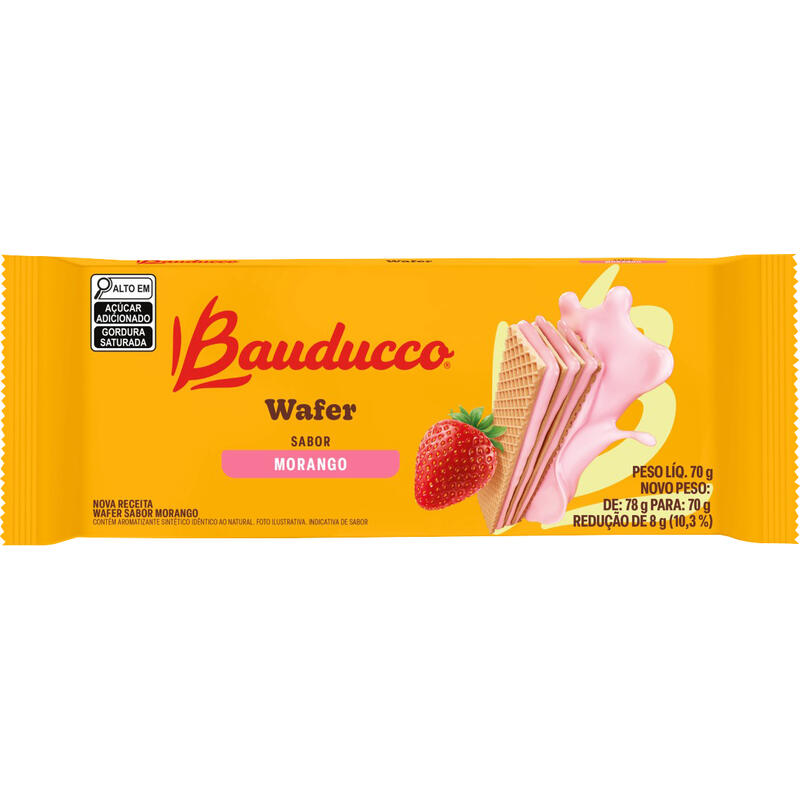 Biscoito Wafer Bauducco Morango 70g