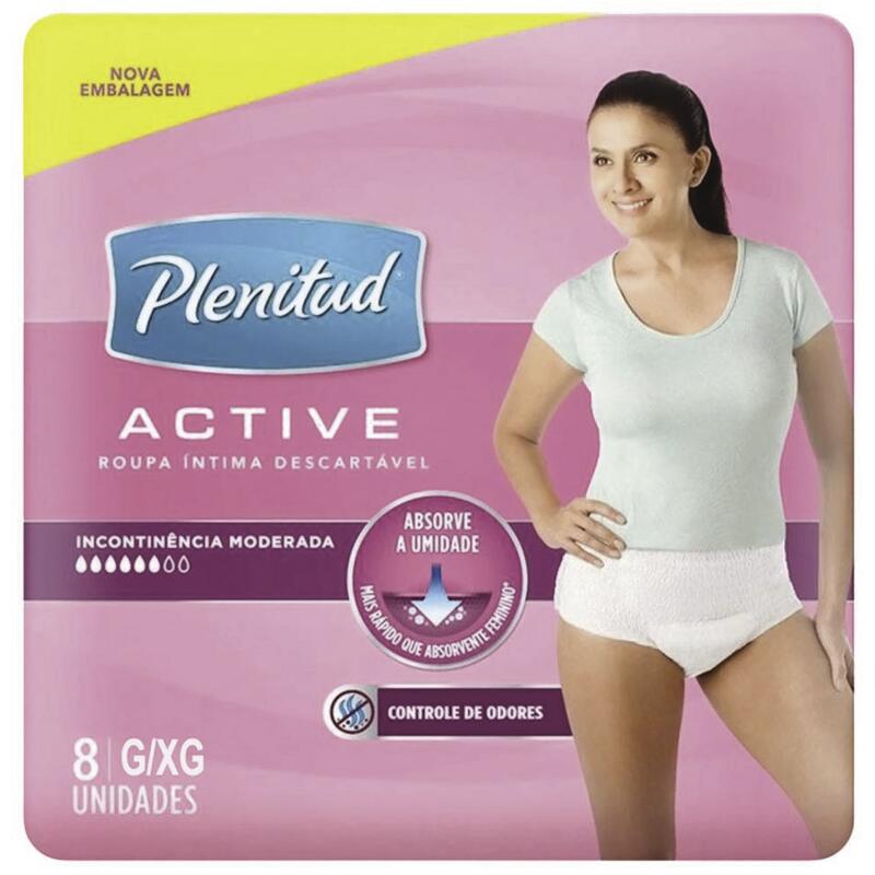 Roupa Íntima Plenitud Active Mulher G/XG 8 un