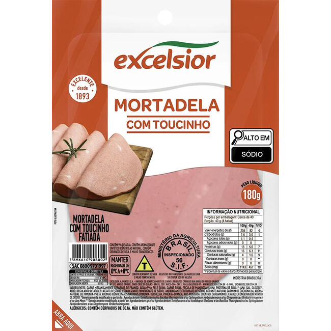 Mortadela Excelsior Fatiada com Toucinho 180g