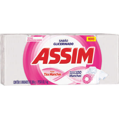 Sabão Glicerinado em Pedaço Assim Tira manchas 5x200g
