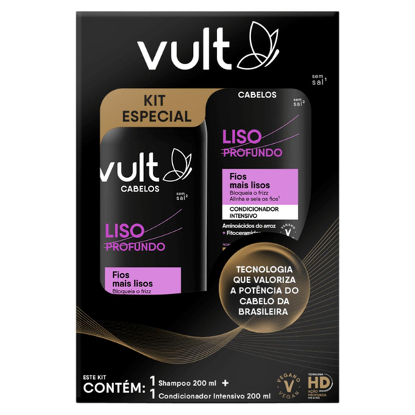 Conjunto Vult Shampoo - 200ml + Condicionador - 200ml - Liso Profundo