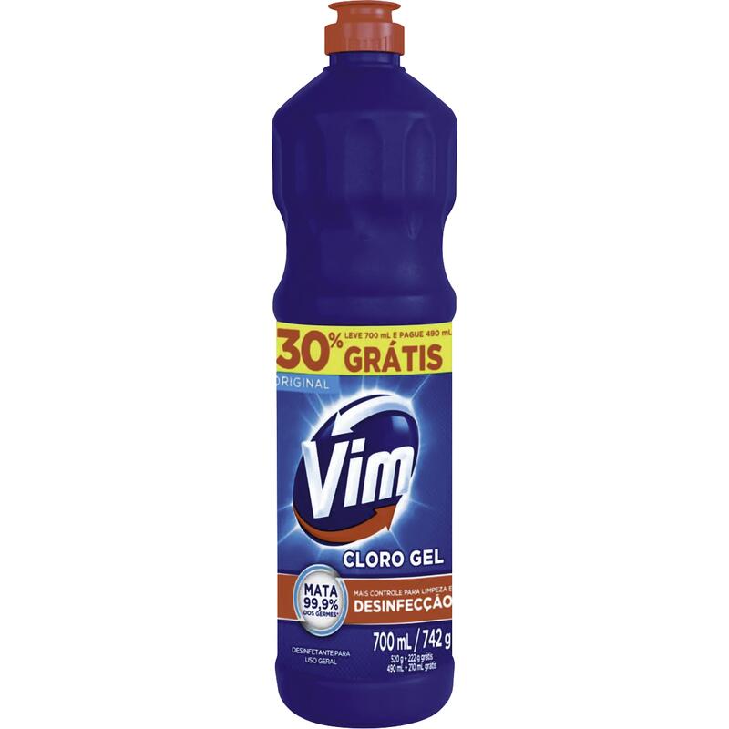 Desinfetante Cloro Gel Original Vim Frasco Leve 700ml Pague 490ml