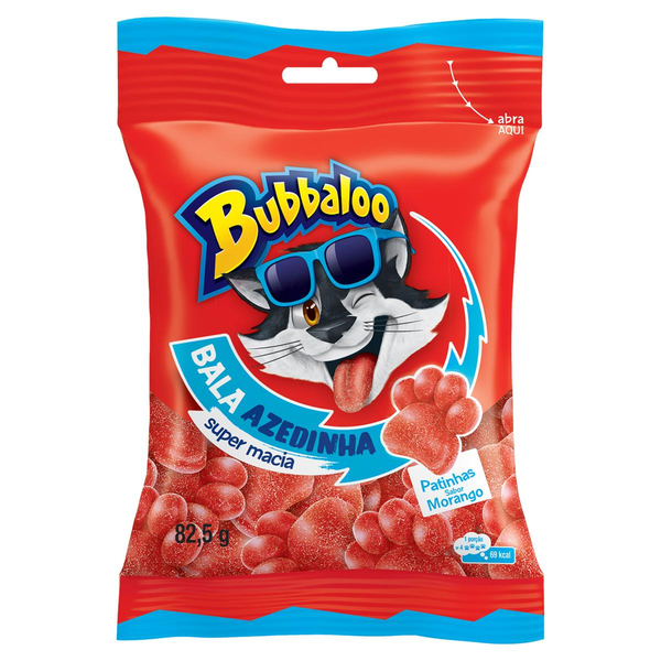 Bala Macia Bubbaloo Morango Azedinha 82,5g