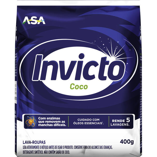 Lava Roupas em Pó Invicto Coco 400g