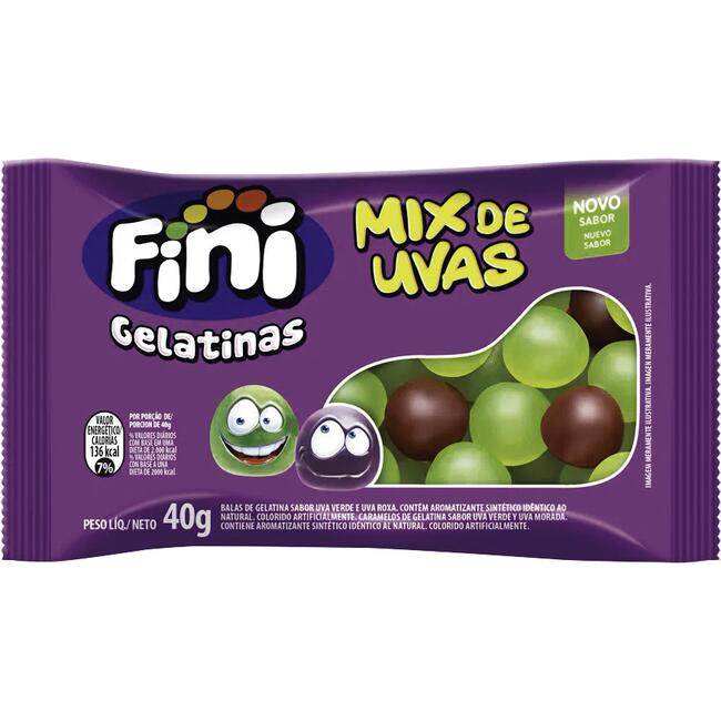 Bala de Gelatina Fini Mix de Uvas 40g