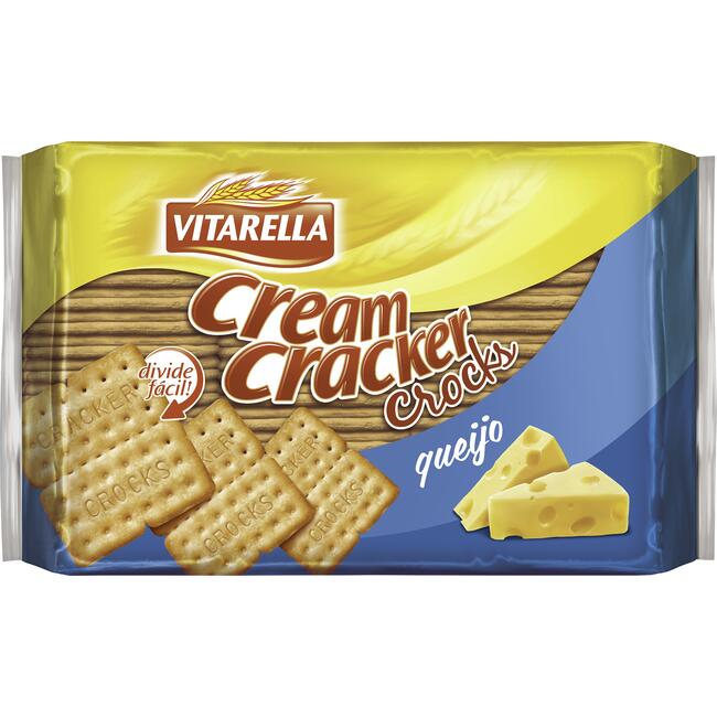 Biscoito Vitarella Cream Cracker Crocks Queijo 400g