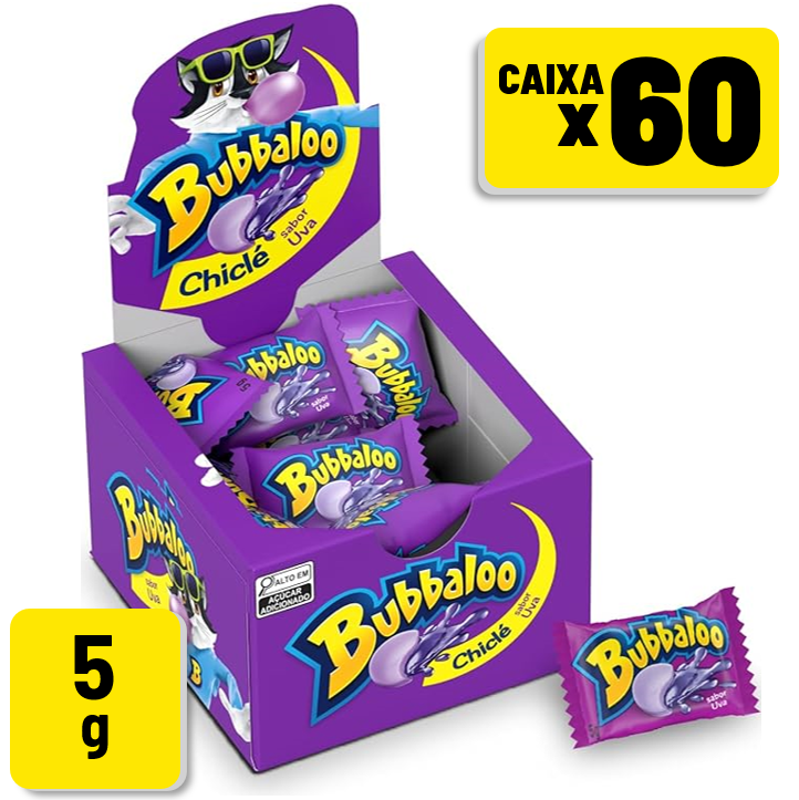 Chiclete Bubbaloo Uva 5g Caixa c/ 60 un