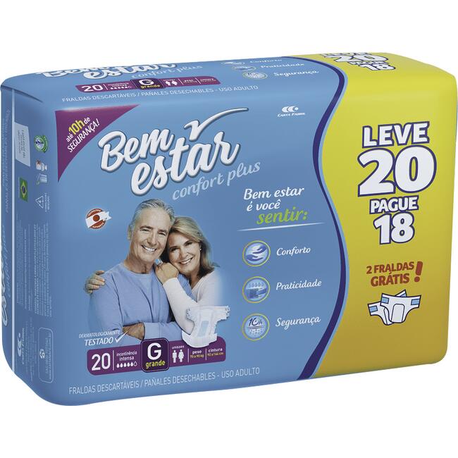 Fralda Geriátrica Bem Estar Confort Plus G 20 un