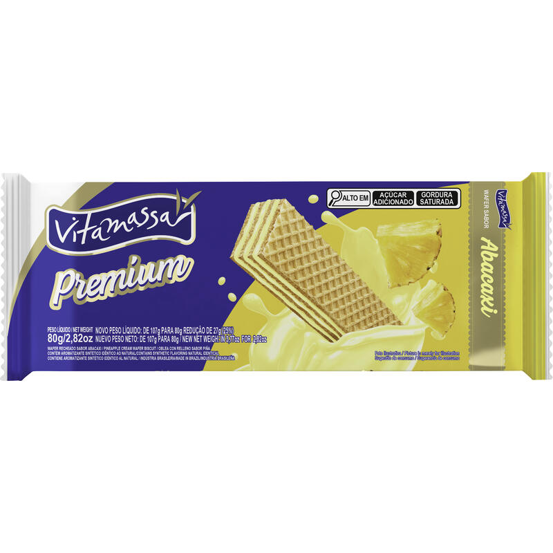 Biscoito Wafer Vitamassa Premium Abacaxi 80g
