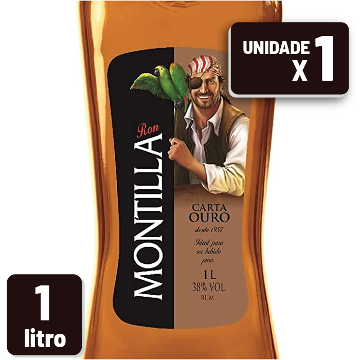 Rum Montilla Carta Ouro Garrafa Vidro 1L