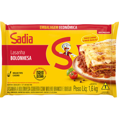 Lasanha Sadia Congelada Bolonhesa 1,6kg