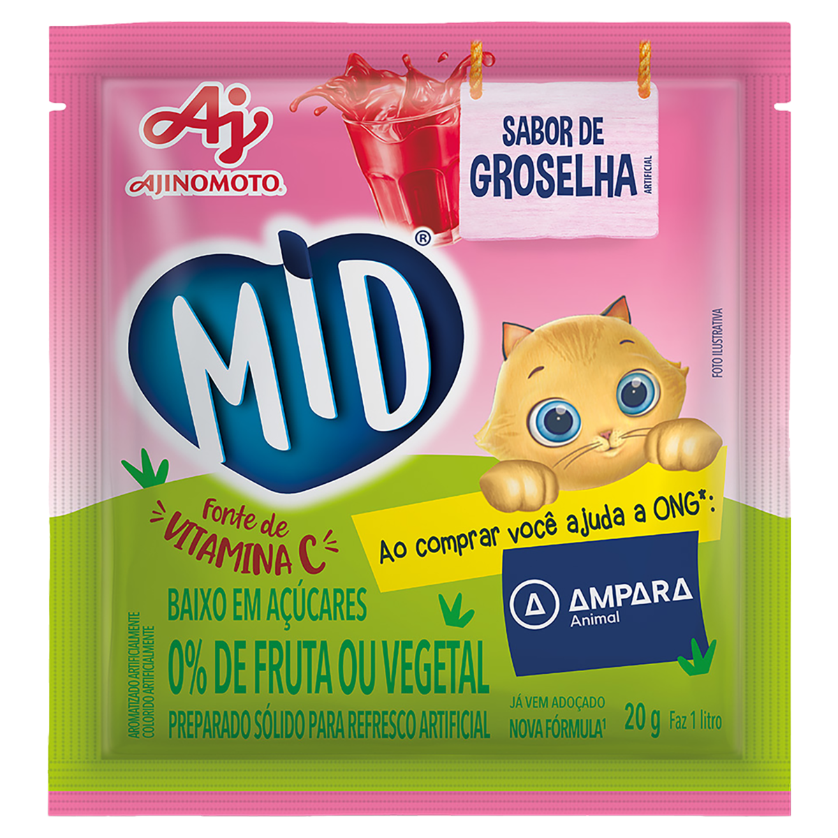 Refresco em Pó Groselha Mid Pacote 20g