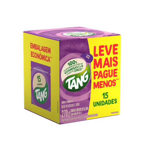 Kit Refresco em Pó Tang 270g -  Com 15 Unidades de 18g - Uva