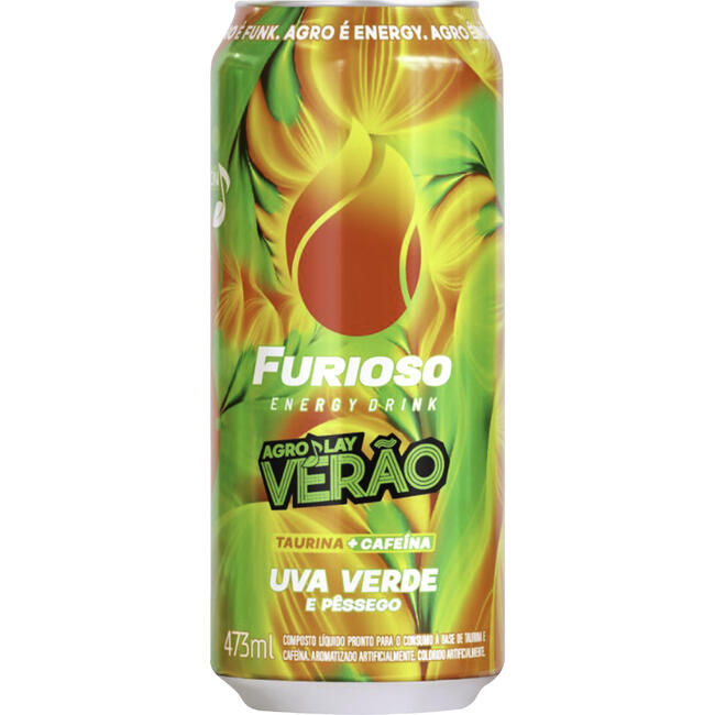 Energético Uva Verde e Pêssego Agroplay Verão Furioso Lata 473ml