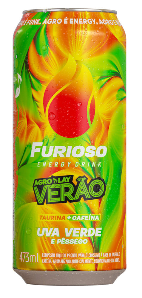 Energético Uva Verde e Pêssego Agroplay Verão Furioso Lata 473ml