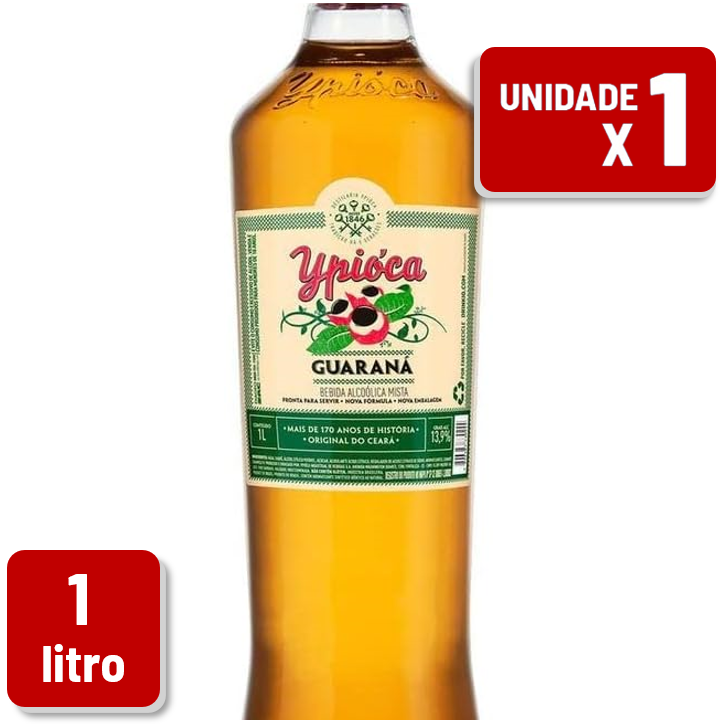 Cachaça Ypioca Guaraná Garrafa Vidro 1L