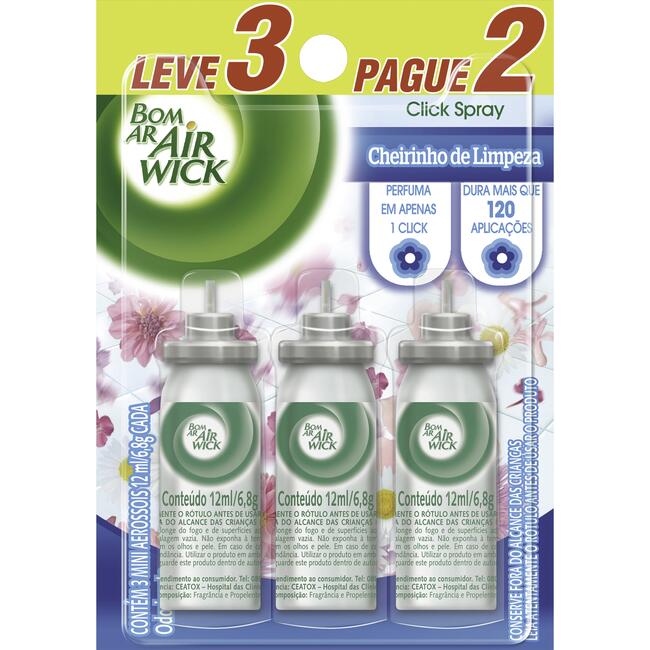 Kit Refil Click Bom Ar Cheiro de limpeza 3 un