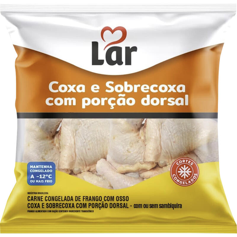 Coxa c/ Sobrecoxa de Frango Lar Cong C/ porção dorsal Preço por quilo no pct