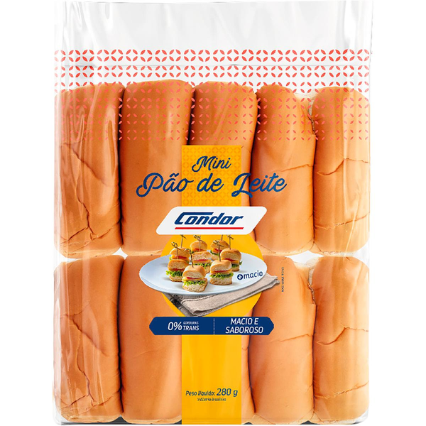 Pão Condor 280g - Mini - Hot Dog - Leite