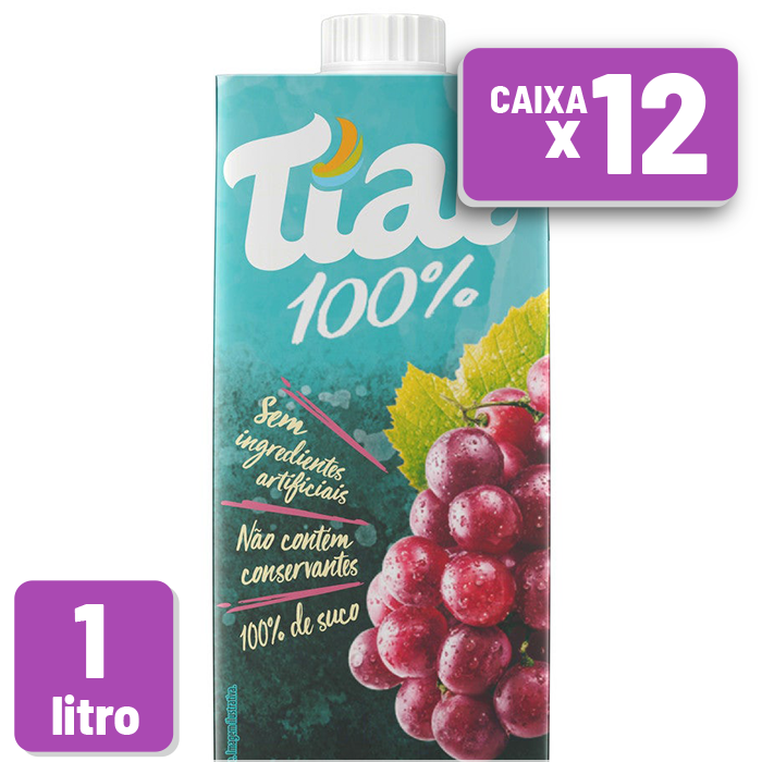 Suco Tial 100% Uva Tetra Pak 1L Caixa c/ 12 un