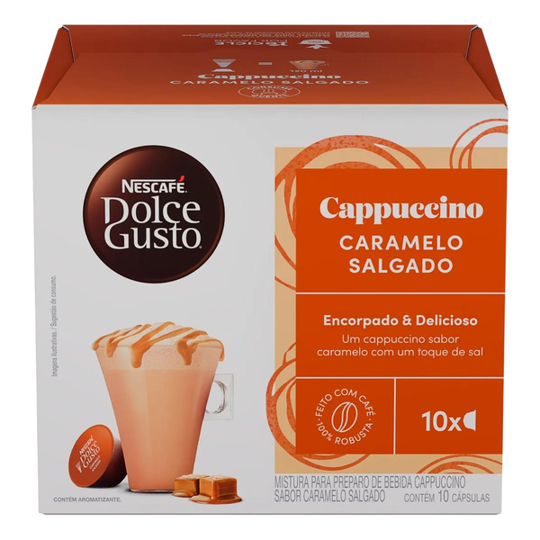 Cappuccino em Cápsula Caramelo Salgado Nescafé Dolce Gusto Caixa 175g 10 Unidades