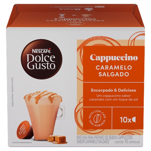 Cappuccino em Cápsula Caramelo Salgado Nescafé Dolce Gusto Caixa 175g 10 Unidades