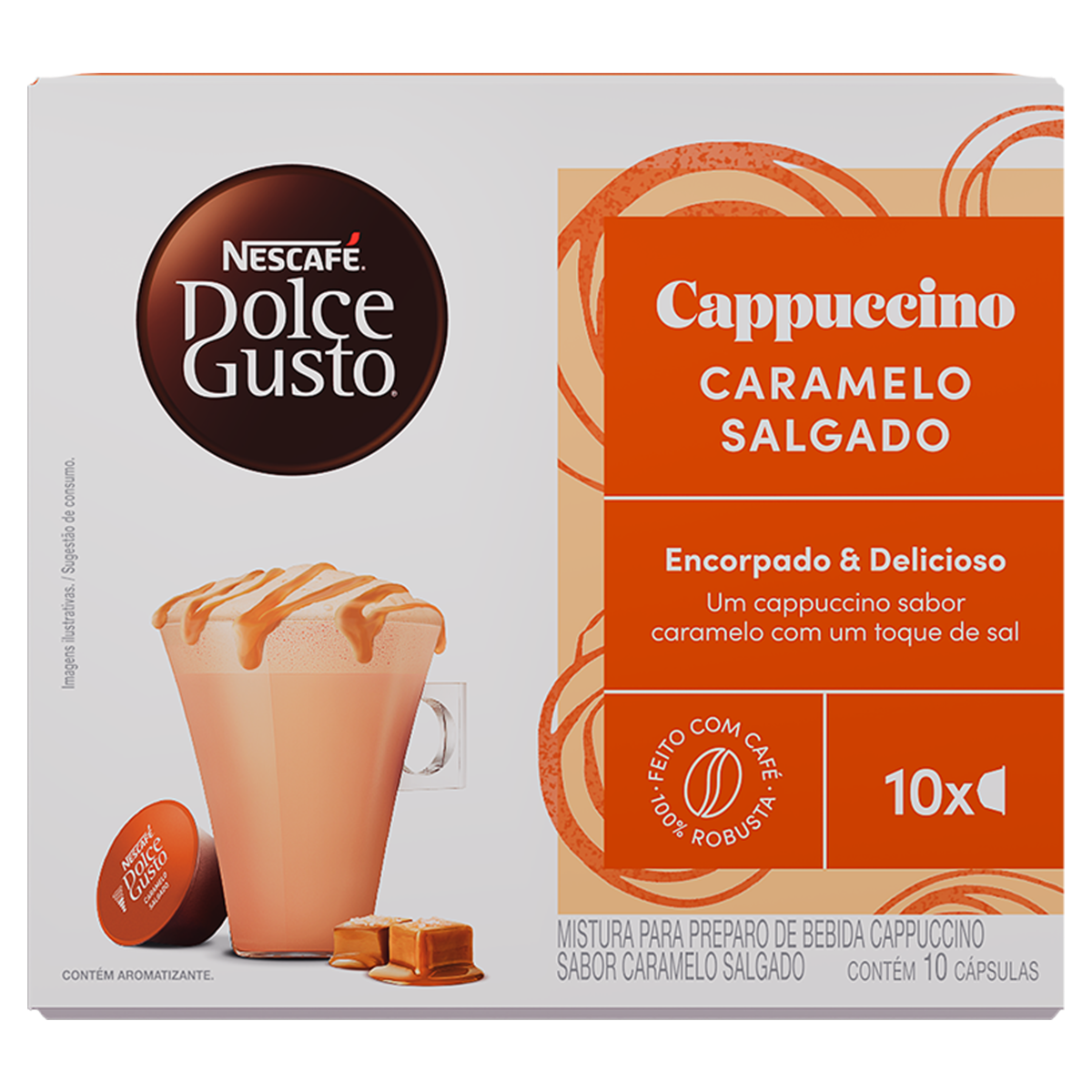 Cappuccino em Cápsula Caramelo Salgado Nescafé Dolce Gusto Caixa 175g 10 Unidades