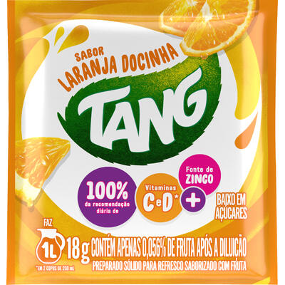 Refresco em Pó Laranja Docinha Tang Pacote 18g