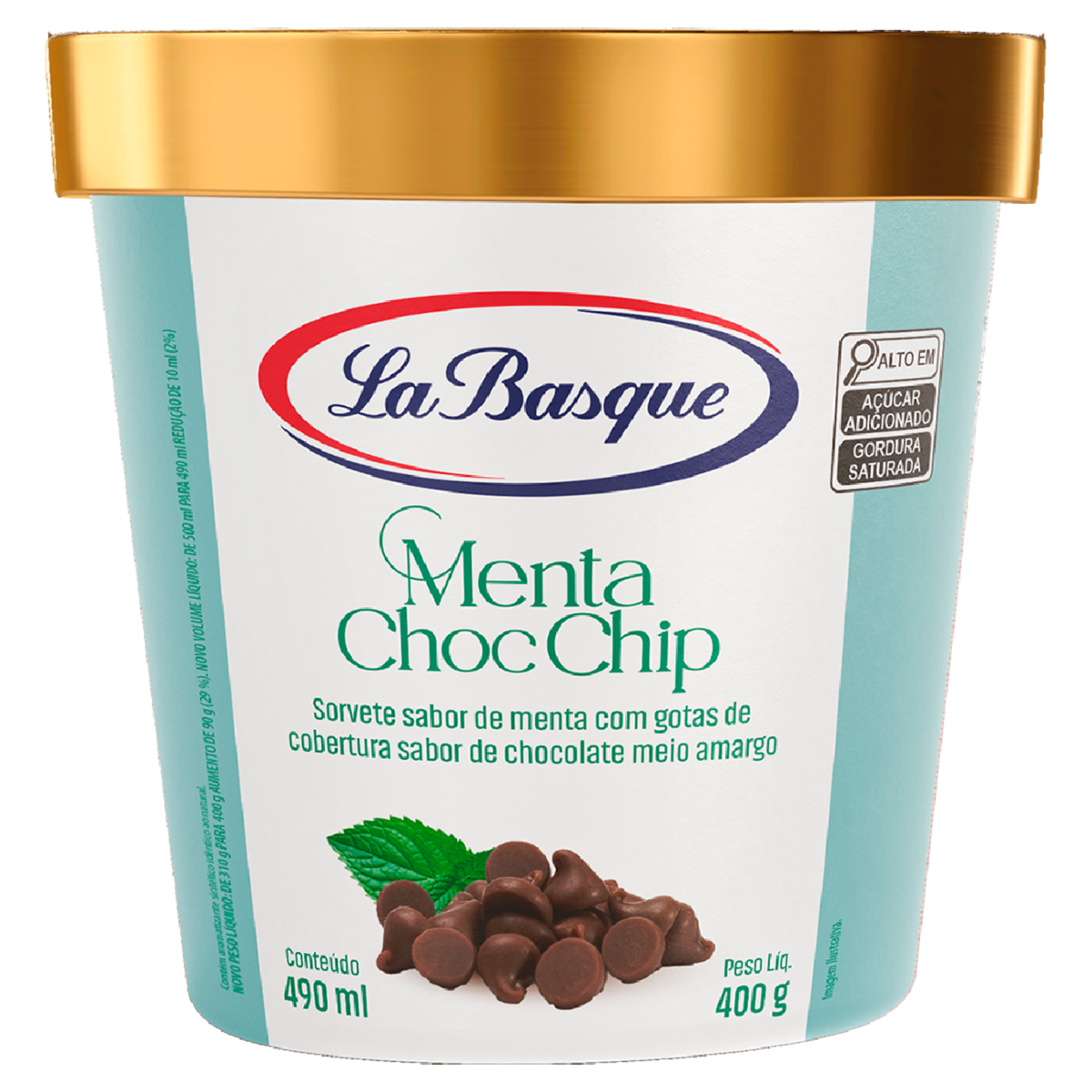 Sorvete Menta Choc Chip La Basque Premium Ice Cream Pote 490ml