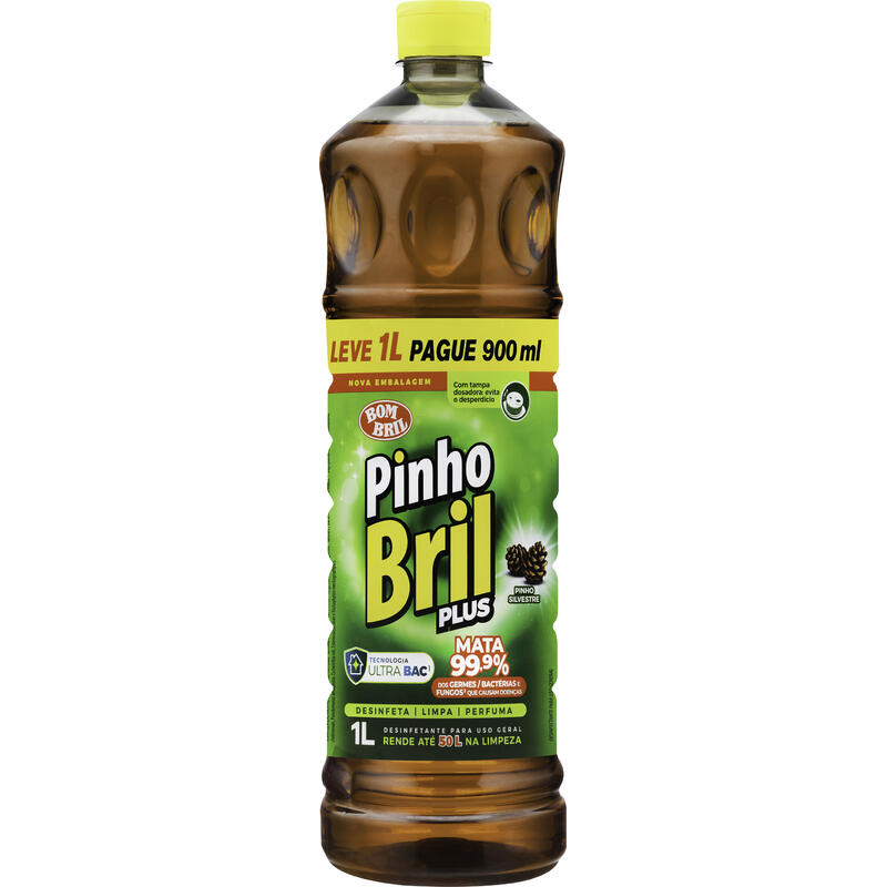 Desinfetante Pinho Silvestre Pinho Bril Plus Squeeze Leve 1l Pague 900ml