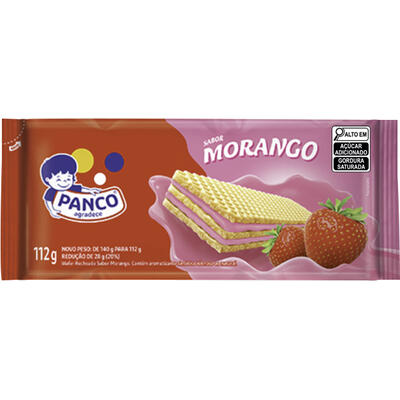 Biscoito Wafer Panco Morango 112g