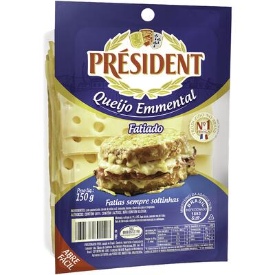 Queijo Emmental Président Fatiado 150g