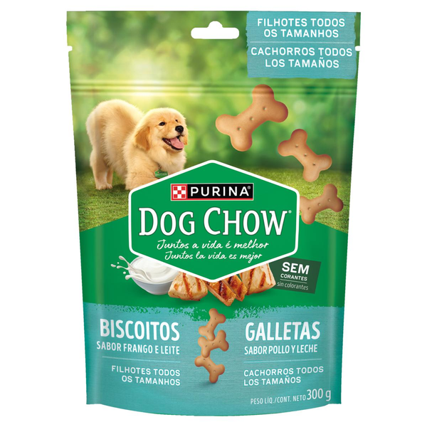 Petisco DOG CHOW para Cães Biscoito Frango e Leite para Filhotes 300g